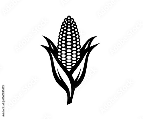 Monochrome Maize: Symbol Abundance Prosperity | Clean, isolated vector art for creative projects.