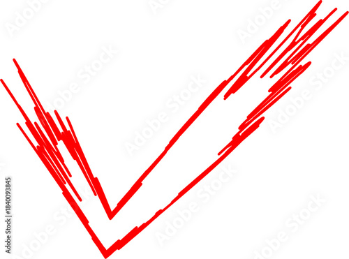 A hand-drawn, scribbled red checkmark symbol on a plain white background, indicating completion or correctness.