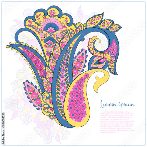Floral Paisley colorful vector ornament. Isolated Pattern