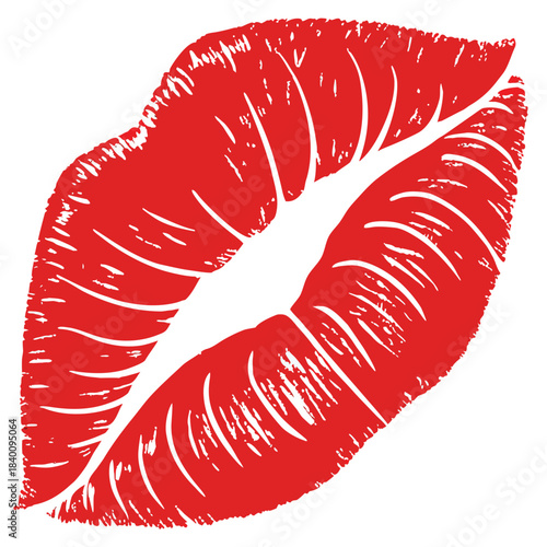 Vector illustration red lipstick kiss mark impression