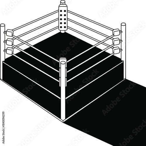 Boxing ring isometric sports arena vector illustration
