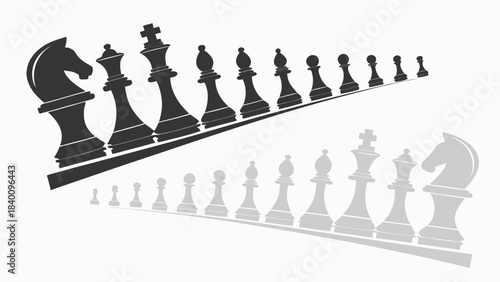 Vector illustration black and white chess pieces in formation