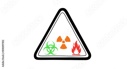 Warning Triangle Depicting Hazards for Safety and Hazardous Materials Attention