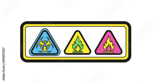 Warning Signs Showing Hazardous Materials And Highly-Flammable Substances