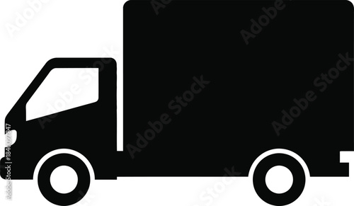 Delivery truck solid silhouette transportation icon