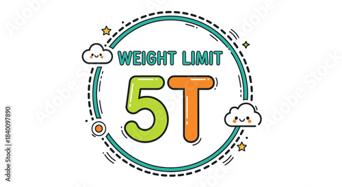 Weight Restriction Symbol: Playful Design Indicating Maximum Load Capacity, Cute Clouds