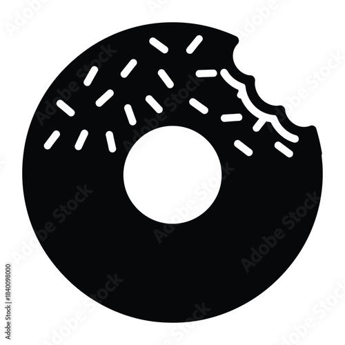 Bitten Donut with Sprinkles Icon donut, doughnut, food, sweet, dessert, snack, pastry