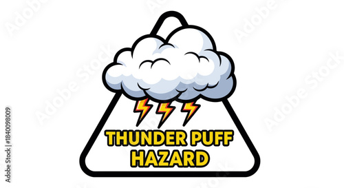 Warning Sign Indicating Potential Thunderstorm And Cloud-Related Danger Awaiting