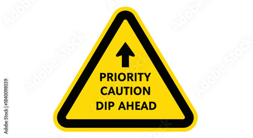 Warning Sign Indicating Priority Caution and Approaching Depths, Safety First Always