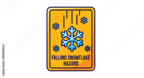 Winter Weather Warning Sign: Falling Snowflake Hazard Identified and Showcased