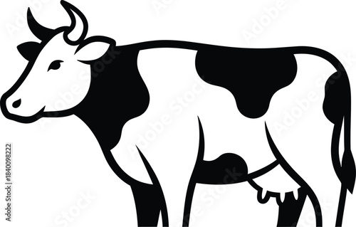 Flat design dairy cow vector illustration