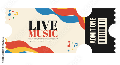 Music Concert and Festival Ticket Template – Event Admission Pass Design for Live Shows and Performances