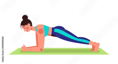 Woman Holding A Plank Pose for Core Strengthening and Physical Fitness Training