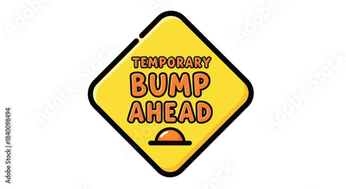 Warning Sign Indicating Temporary Obstacle and Potential Hazard Ahead For Safety Awareness