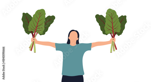Woman Holding Fresh Produce, Illustrating Healthy Eating And Vibrant Natural Greens
