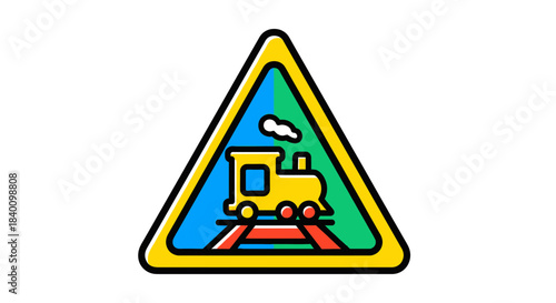 Warning Sign Of A Train Crossing, Signaling Caution And Safety For Travelers On The Tracks