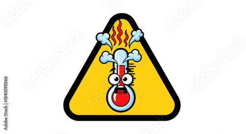 Warning Sign Of Excessive Heat and Temperature Depicting Animated Thermometer