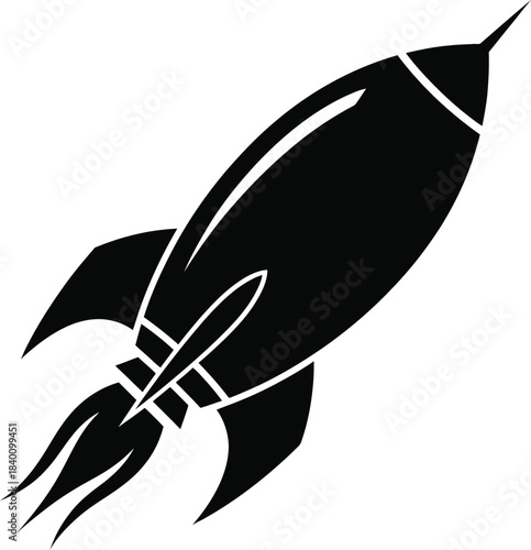 Rocket launch silhouette vector icon illustration