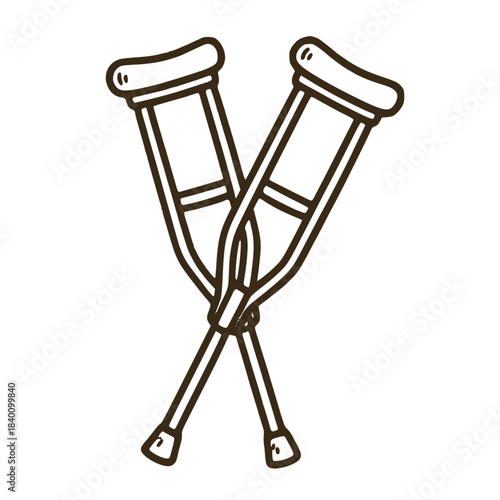 Medical crutch support walking illustration