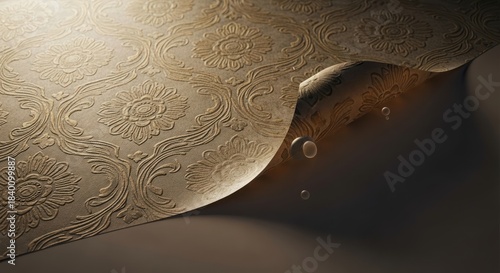 Sophisticated aged floral wallpaper design with delicate curl texture style