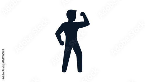 Silhouette of a man flexing his bicep confidently.