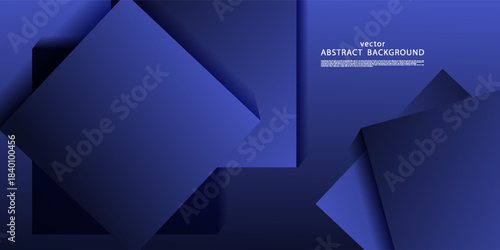 Abstract geometric 3D background in blue with simple overlapping square patterns. Blue background with trendy shape design. Eps10 vector.