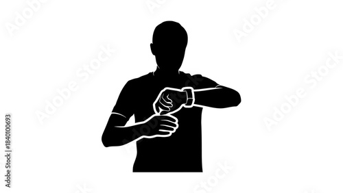 Silhouette of a person checking their smartwatch, symbolizing time management and modern technology.