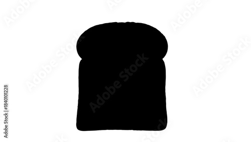 Silhouette of a single slice of bread on a white background.