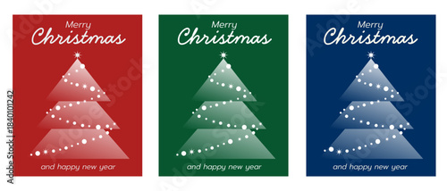 Merry Christmas and happy New Year cards collection and background, greeting card vector illustration	
