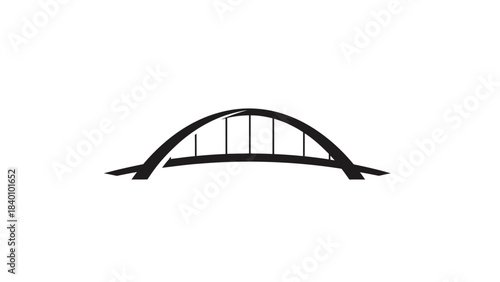 Simple Black Silhouette of an Arch Bridge Structure.