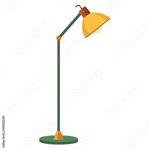 Modern Floor Lamp Illustration: Simple Home Lighting Fixture Standing on Pure White Background