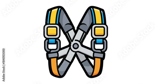 Cartoon Illustrated Safety Harness Isolated Against White Background Design Concept
