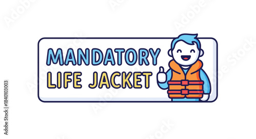 Cartoon Illustrating The Importance of Mandatory Life Jackets with a Positive Message