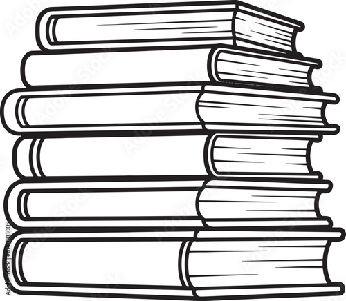 Stack of Books Illustration – Hand-Drawn Outline Piled Books Design for Education, Reading, Library Graphics, Study Concepts, and Vector Illustrations