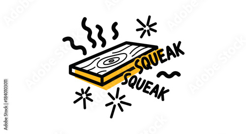 Cartoon Illustration: A Freshly Cut Wooden Plank With Squeaking Sound Effect