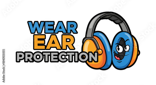 Cartoon Illustration Depicting Ear Protection Device with Eye Pleasing and Attractive Design