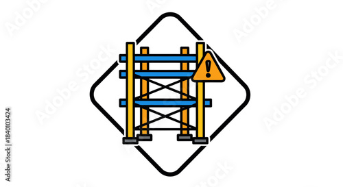 Warning Sign Indicating Construction Site Hazards And Safety Protocols Illustrated Creatively
