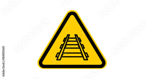 Warning Sign Indicating Forthcoming Railroad Crossing And Potential Danger Ahead