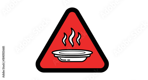 Warning Sign Indicating Hot Food and High Temperatures, Symbolic And Modern