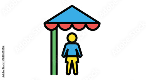 Cartoon Shade Symbolizing Protection And Safety Against The Elements Outdoors