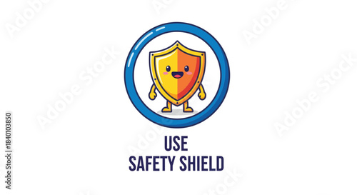 Cartoon Shield Icon Advising Safety And Protection Through Awareness And Safe Practices