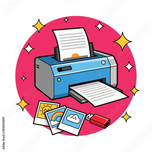 a desktop printer with a sheet of paper coming out