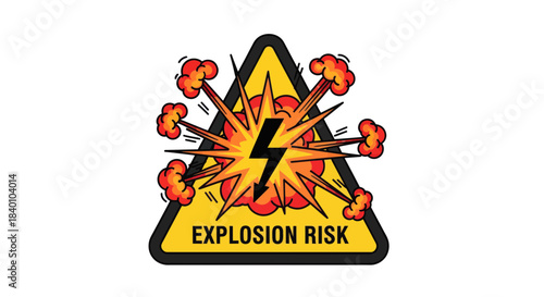 Warning Sign Indicating Potential Explosion Danger With Electrical Current Symbol