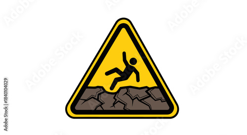 Warning Sign Indicating Potential Fall Hazard And Ground Instability
