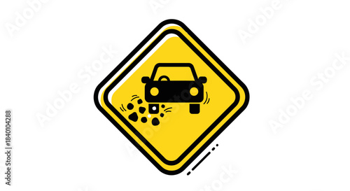 Warning Sign Indicating Potential Road Hazard for Drivers Navigating Unstable Surfaces