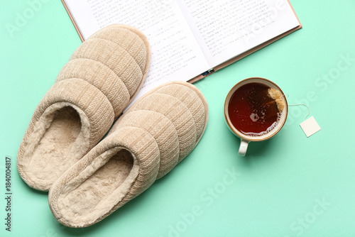 Pair of beige soft slippers...