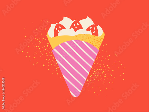 Illustration of Strawberry Crepe