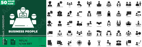 Business People solid Editable Icons set