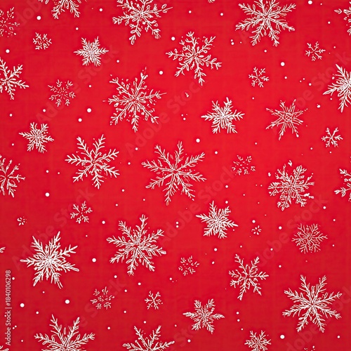 Festive snowflake pattern on a red background, Xmas template for social media