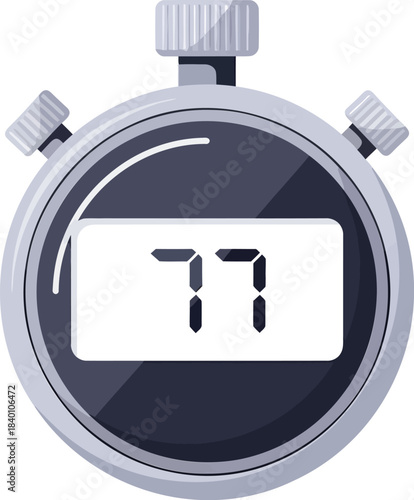 Digital Stopwatch Displaying Number Seventy-Seven